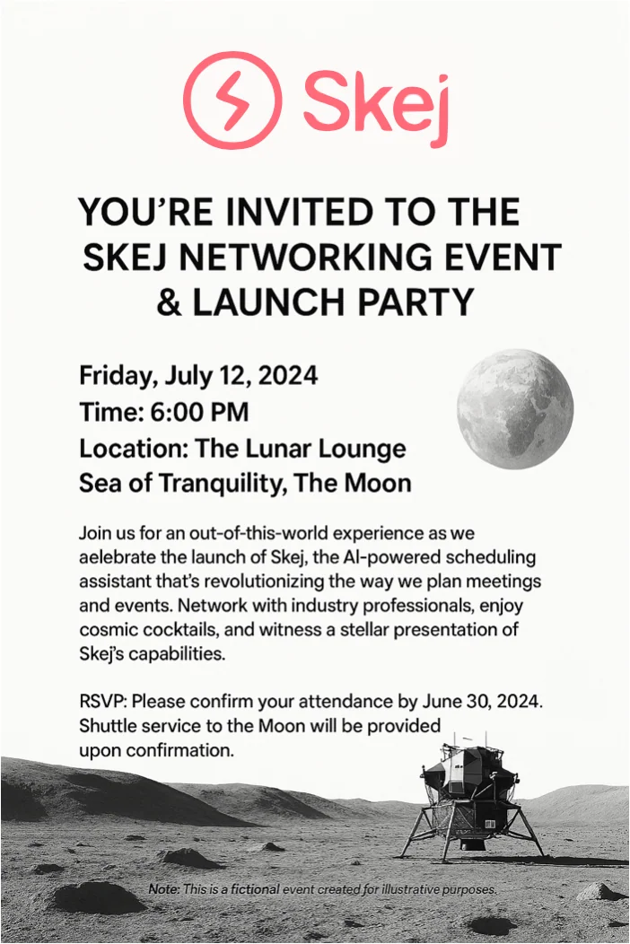 Example of forwarding an event screenshot to Skej and asking it to add the event to your calendar.