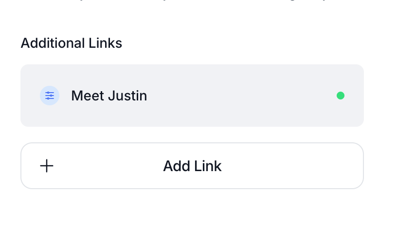 The Add Link option for creating an additional booking link.