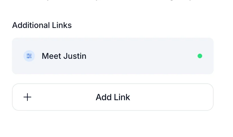 The Add Link option for creating an additional booking link.