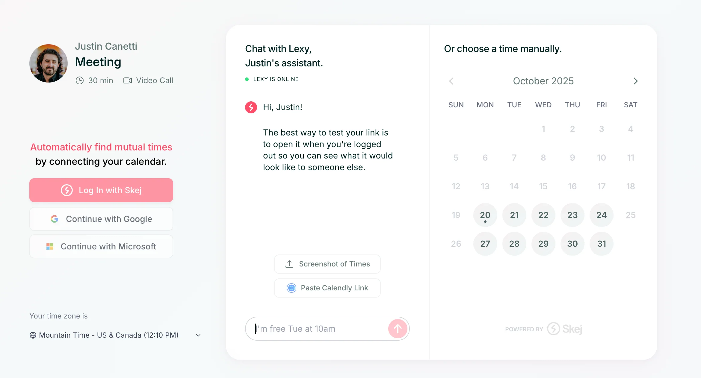 Multiple booking links configured for different meeting types.