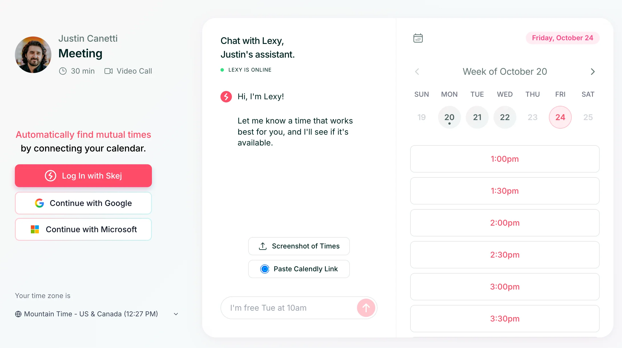 Example of a booking link page.