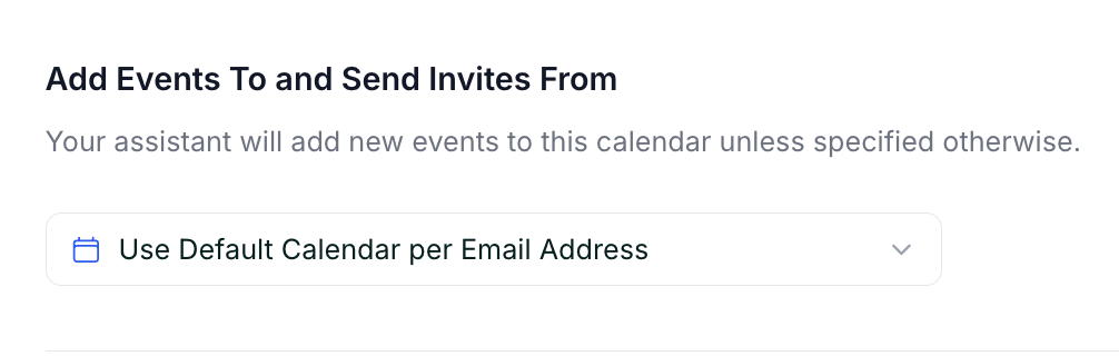 The Calendars tab with the Use Default Calendar per Email Address option selected.