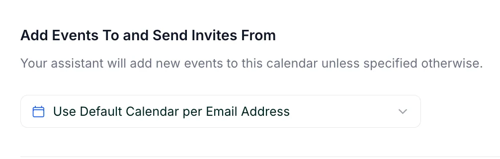 The Calendars tab with the Use Default Calendar per Email Address option selected.