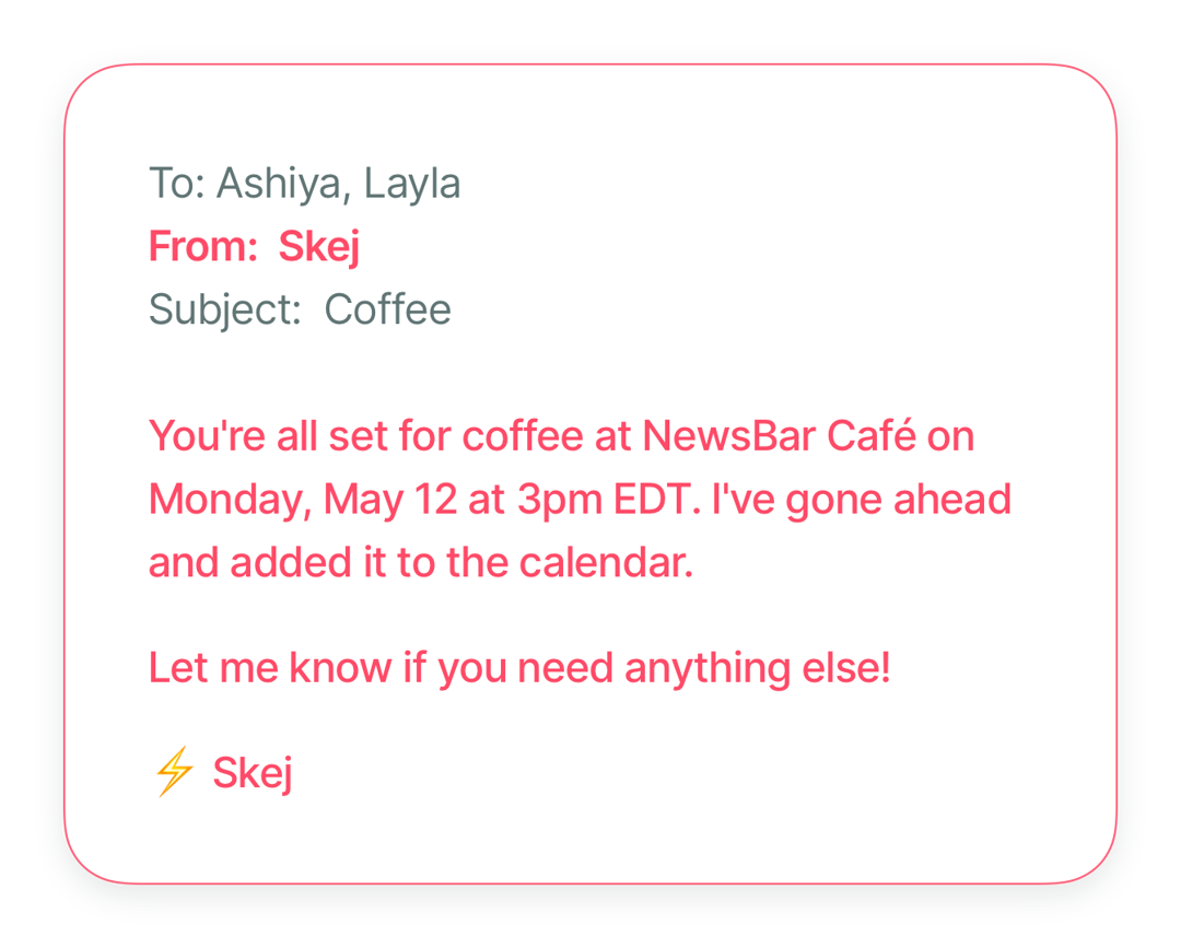 intelligent calendar assistant features email interface