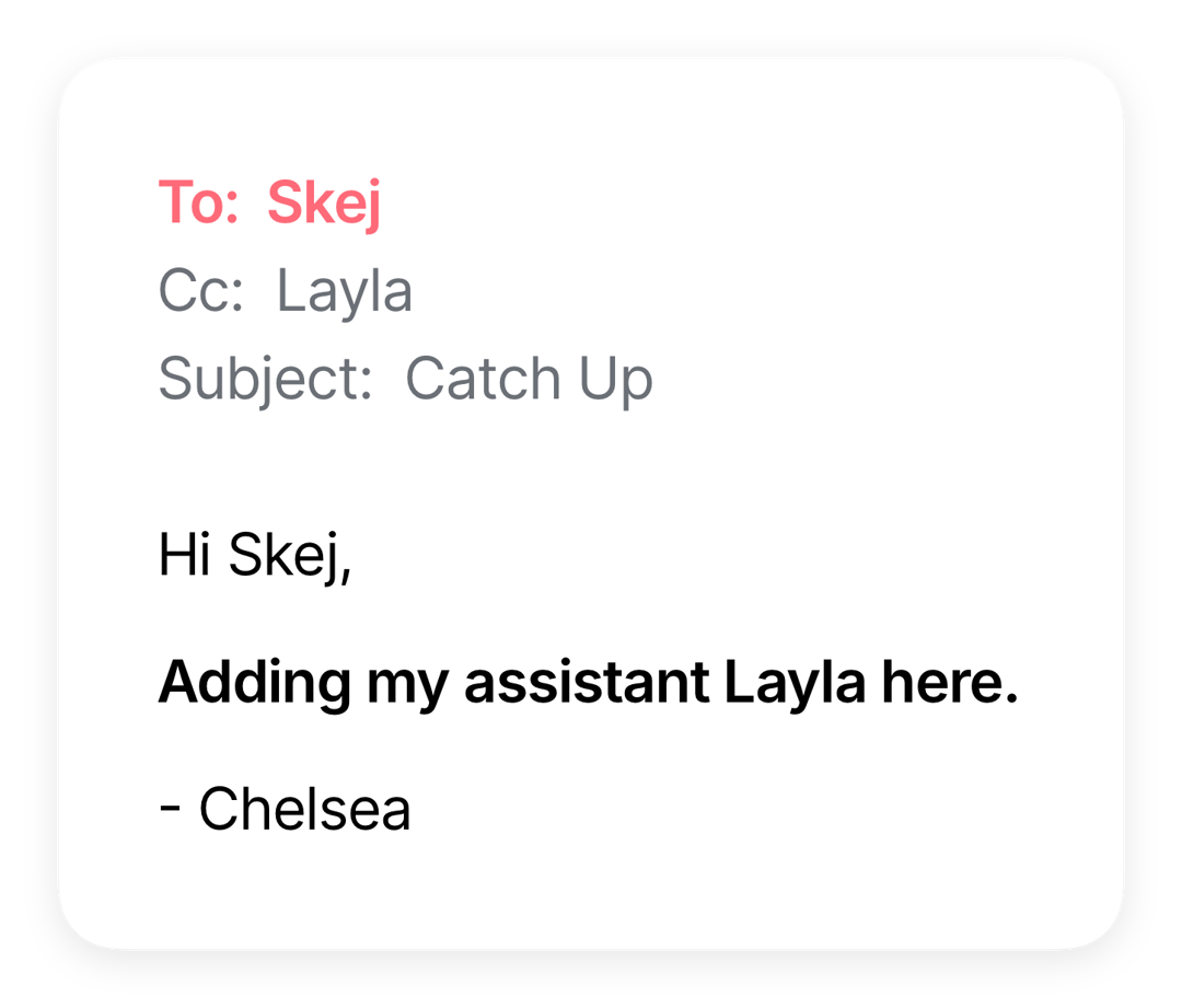 AI scheduling assistant email interface