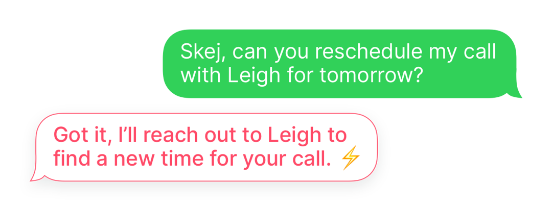 AI Scheduling assistant interface for text and whatsapp